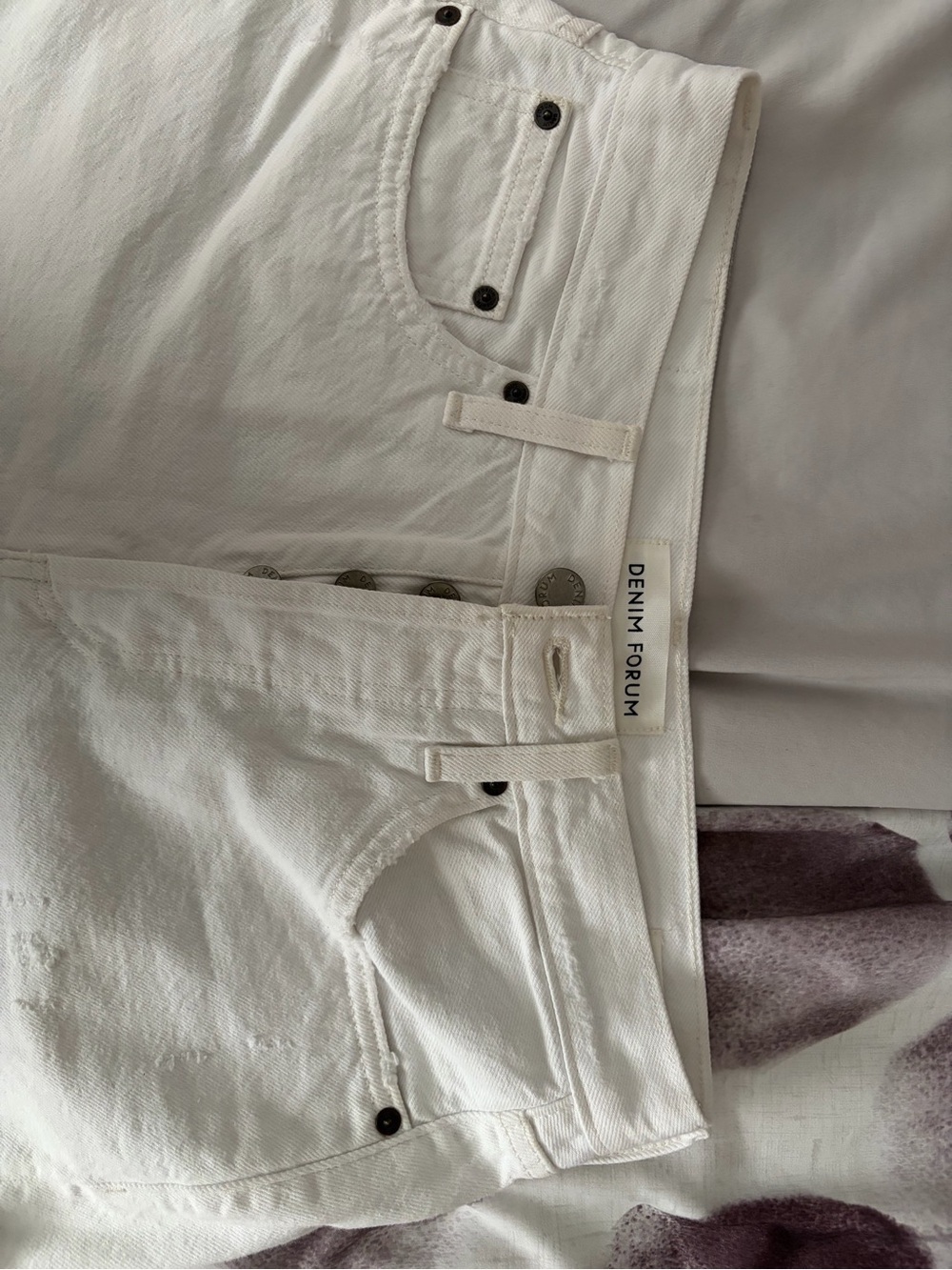 Denim Forum Men's White Button-Fly Chinos